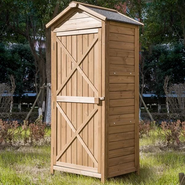 Outdoor 2 ft. x 1.5 ft Solid Wood Vertical Tool Shed | Wayfair North America