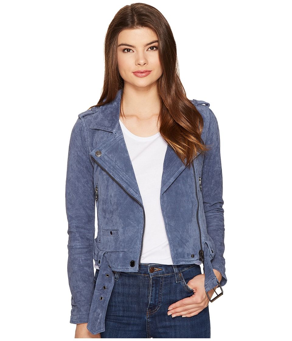 Blank NYC - Suede Moto Jacket in Slate Blue (Slate Blue) Women's Coat | Zappos