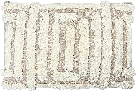 Creative Co-op Lumbar Tan & Cream Tufted Woven Cotton Pillow, Tan | Amazon (US)