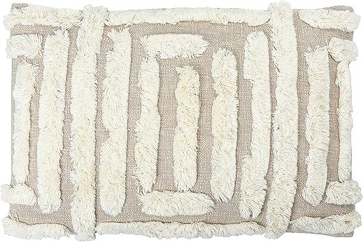 Creative Co-op Lumbar Tan & Cream Tufted Woven Cotton Pillow, Tan | Amazon (US)