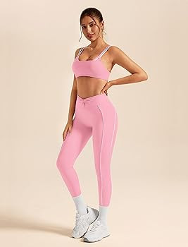 ABOCIW Workout Workout Sets Color Block Twist Back Layered Sports Bra Twist Waist Leggings Gym Yo... | Amazon (US)