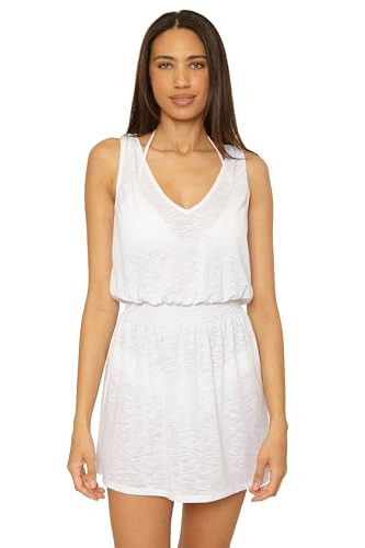 BECCA Breezy Basics - Women's Dress, Casual, Beach Cover Ups for Women, White, Small | Amazon (US)