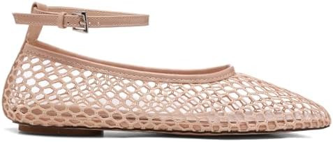 Mesh Ankle Strap Flats for Women Round Toe Ballet Flats Shoes,Casual Mary Jane Flats Comfortable ... | Amazon (US)