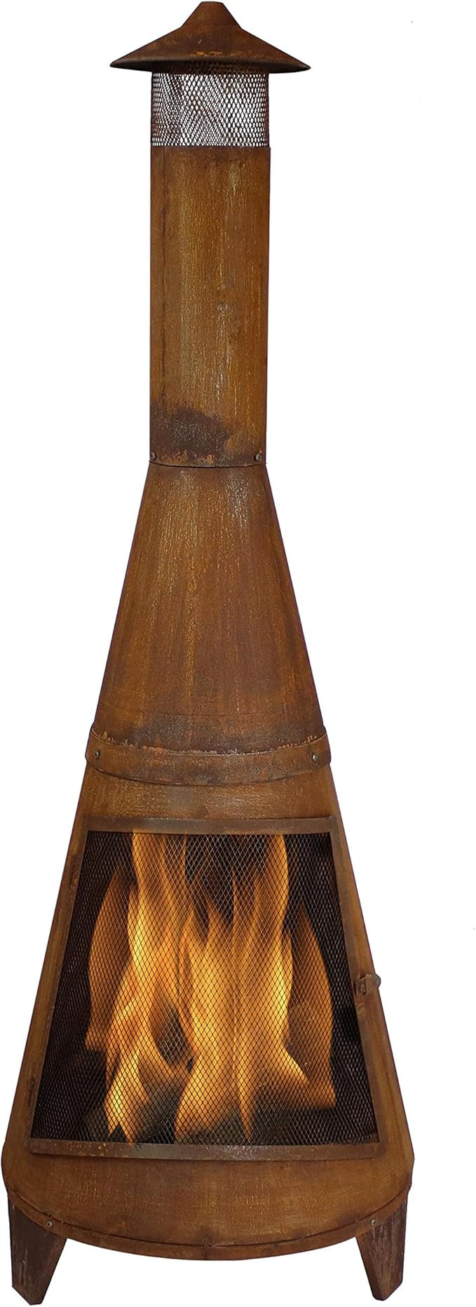 Sunnydaze 70-Inch Rustic Heavy-Duty Steel Chiminea with Rain Cap and Mesh Spark Screen - Rust Pat... | Amazon (US)