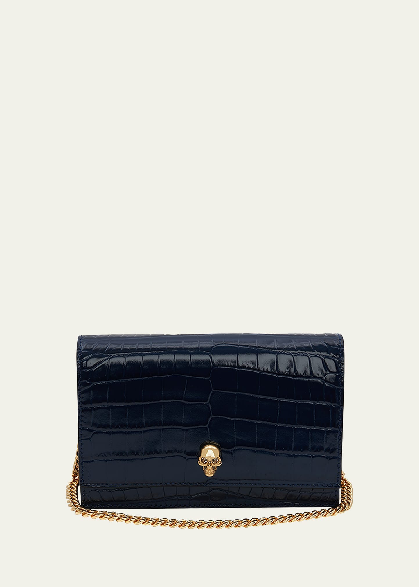 Alexander McQueen Mini Mock-Croc Crossbody Bag with Small Skull | Bergdorf Goodman