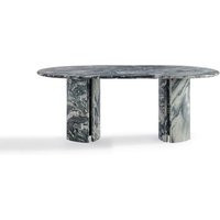 Milan Modern Oval Marble Dining Table with Curved Block Legs / 6ft - Rosso Luana | Eternity Modern