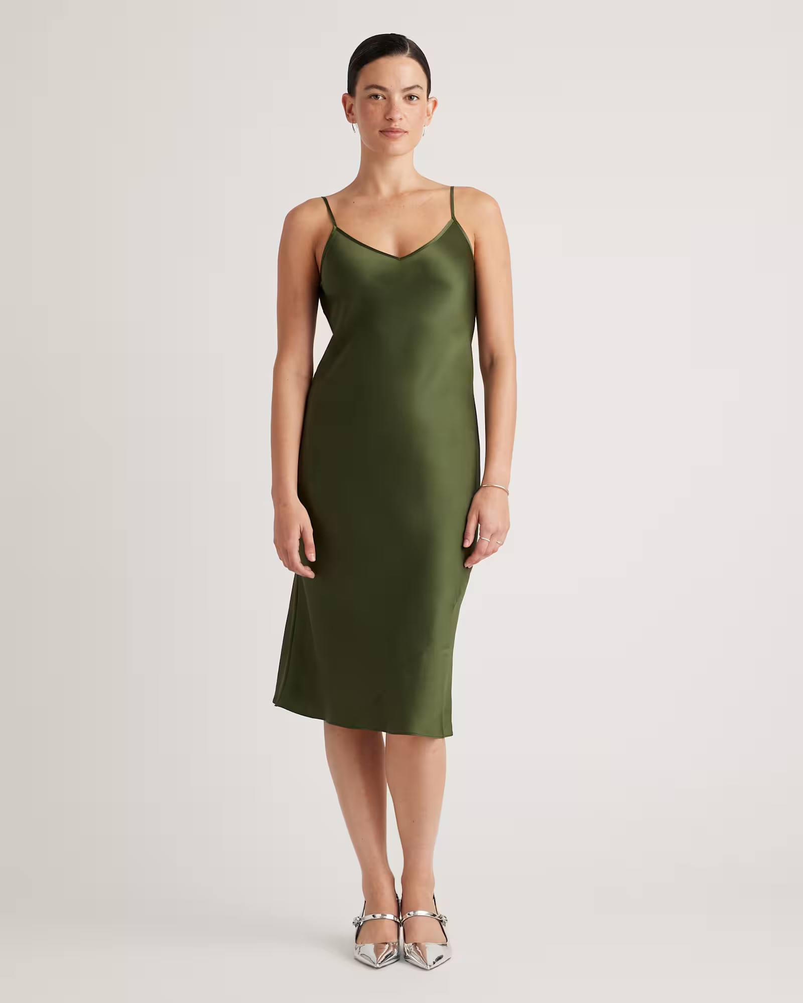 100% Washable Silk Slip Dress in Basil Green | Quince