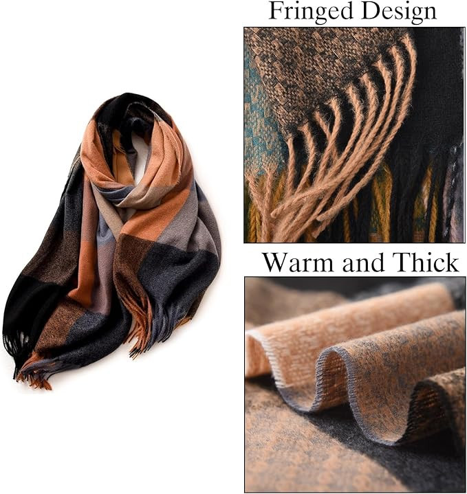 Classic Plaid Scarf - Warm Large Oversized Scarves Shawl Wrap Gift for Women | Amazon (US)