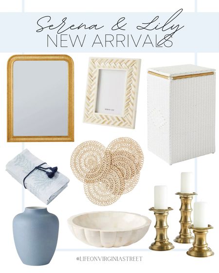 Serena & Lily New Arrivals! You all know how much I love all things coastal! Serena & Lily never fails to meet my vision and am gushing over these pieces!

Wall mirror, picture frame, wicker hamper, napkins, rattan place mats, gold candle holders, ivory porcelain bowl, blue vase, coastal home, Serena and Lily

#LTKhome #LTKstyletip #LTKGiftGuide