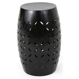 Noble House Lilac 12" Modern Iron Outdoor Side Table in Black | Cymax
