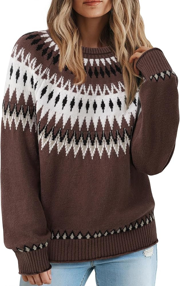 Messic Suéteres de otoño para mujer, de manga larga, con bloques de color, informal, de punto, ... | Amazon (US)
