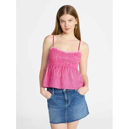 No Boundaries Cotton Smocked Baby Doll Tank Top, Women's XXS-XXXL | Walmart (US)