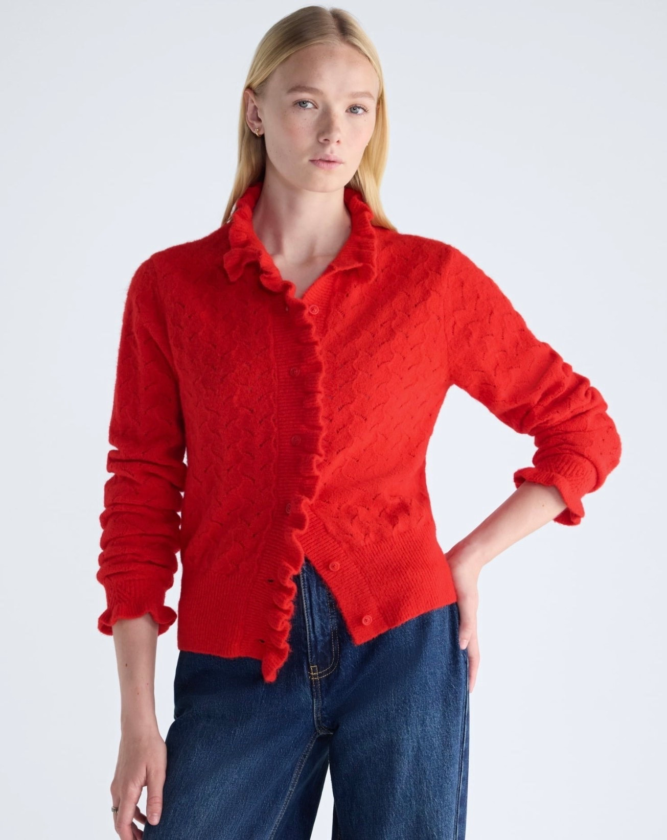 Title: ❤️ Walmart Red Ruffle Cardigan | Feminine Preppy Fall Sweater
A little feminine detail goes a long way! ❤️ This Free Assembly cardigan has the prettiest ruffle trim, delicate pointelle knit, and gorgeous fireside red color. The button-front design makes it perfect worn alone or layered over a simple tee or tank.
At just $30, this is such a beautiful affordable find for fall and holiday outfits! Pair it with your favorite denim, trousers, or a plaid skirt for that classic preppy Southern style. 🍂🎄
Walmart fashion finds, Free Assembly cardigan, red ruffle cardigan, pointelle knit sweater, feminine fall outfits, affordable fall fashion, preppy cardigan outfit, classic Southern style, Walmart holiday outfits, red sweater for women, fall transition wardrobe, budget-friendly fashion finds.

#LTKOver40 #LTKSeasonal #LTKootd