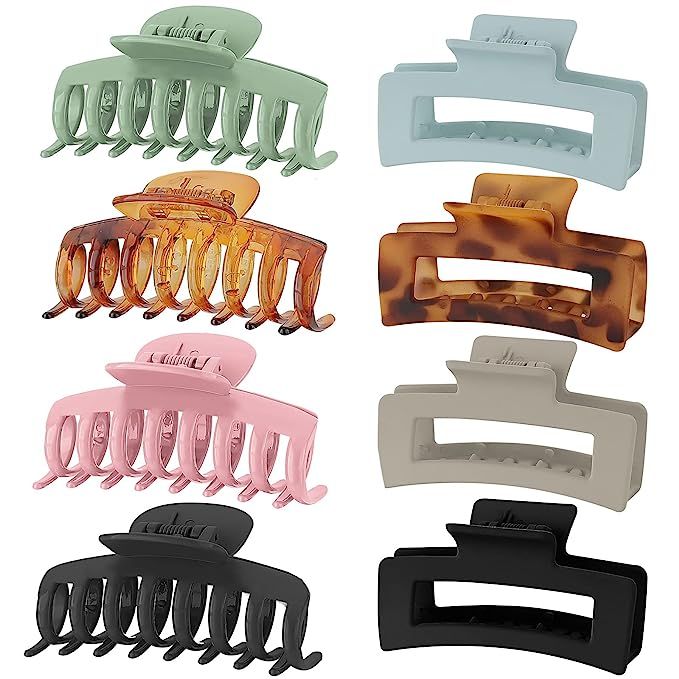 8 Colors Lolalet Strong Hold Hair Claw Clips, 2 Styles Nonslip Medium Large Jaw Clip for Women an... | Amazon (US)