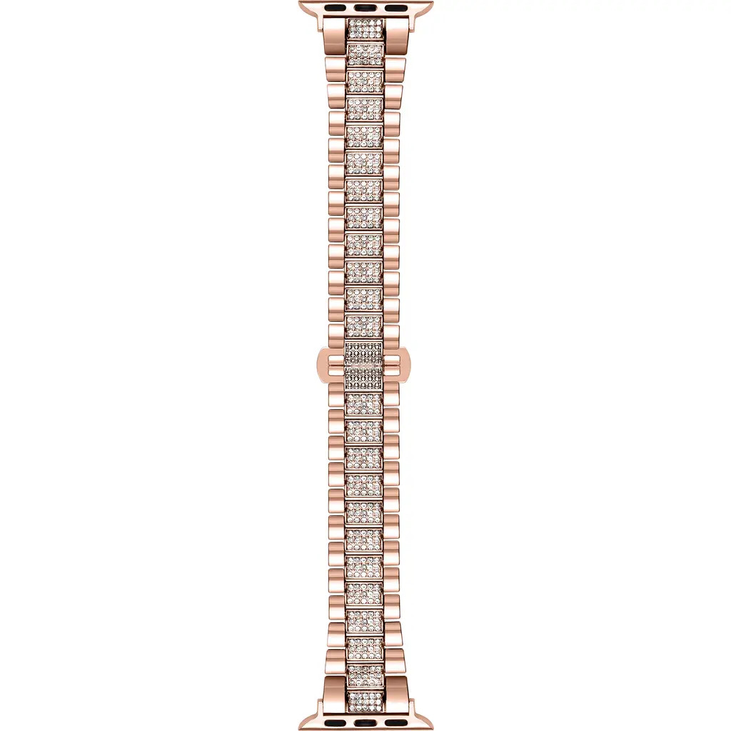 The Posh Tech Kristina Bling Stainless Steel Apple Watch® Watchband in Rose Gold at Nordstrom, Size 38 | Nordstrom