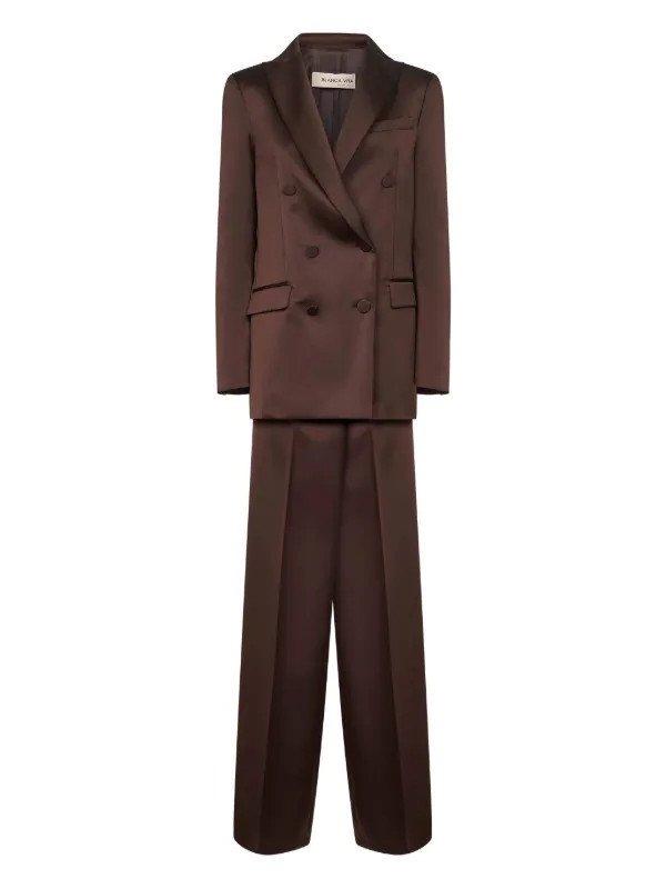 Blanca Vita peak-lapel double-breasted Suit | Brown | FARFETCH | Farfetch Global