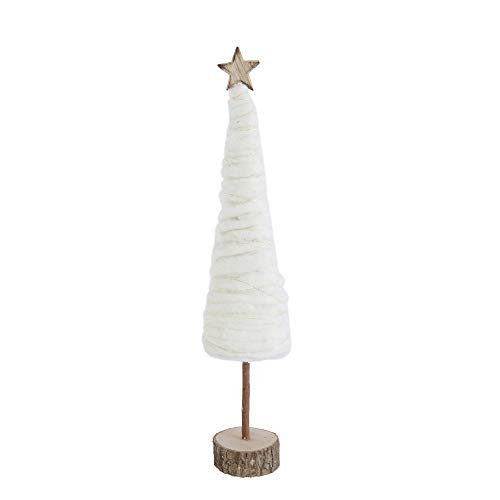 Creative Co-Op Large Wool Christmas Star & Wood Base Trees, Cream | Amazon (US)
