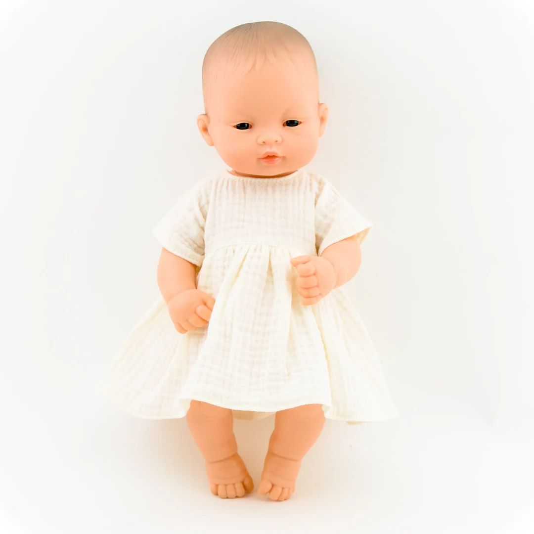 Miniland Doll Dress, 32 Cm Doll Dress, Muslin Doll Dress , Ecru Miniland Doll Dress, 12 Inch Doll... | Etsy (US)