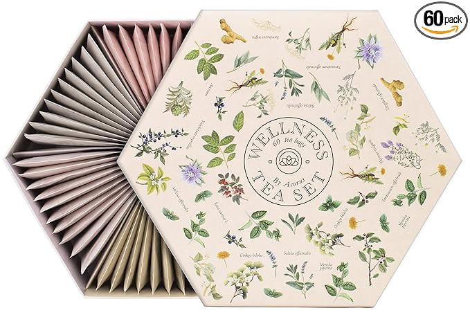 ACORUS Wellness Tea Set – Natural Herbal Tea Variety Pack, Gift Set of 6 Different Teas, 60 Bag... | Amazon (US)