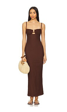 Montce x REVOLVE Petal Long Slip Dress in Chocolate from Revolve.com | Revolve Clothing (Global)