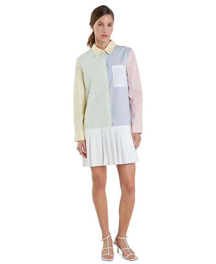 English Factory Women's Colorblocked Shirtdress - Macy's | Macy's