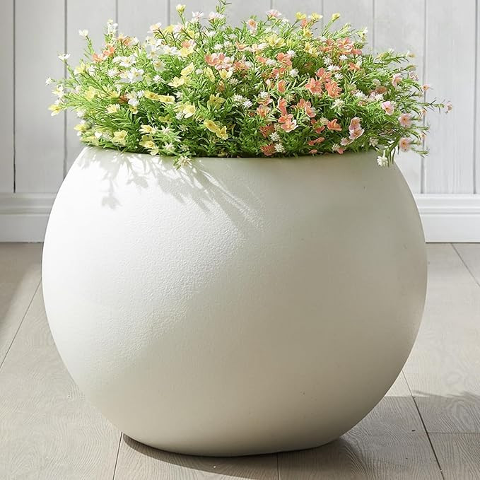 Plastic Sphere Planter with Drainage Hole, Removable Plug, Lightweight Flower Pot, Round Plant Co... | Amazon (US)