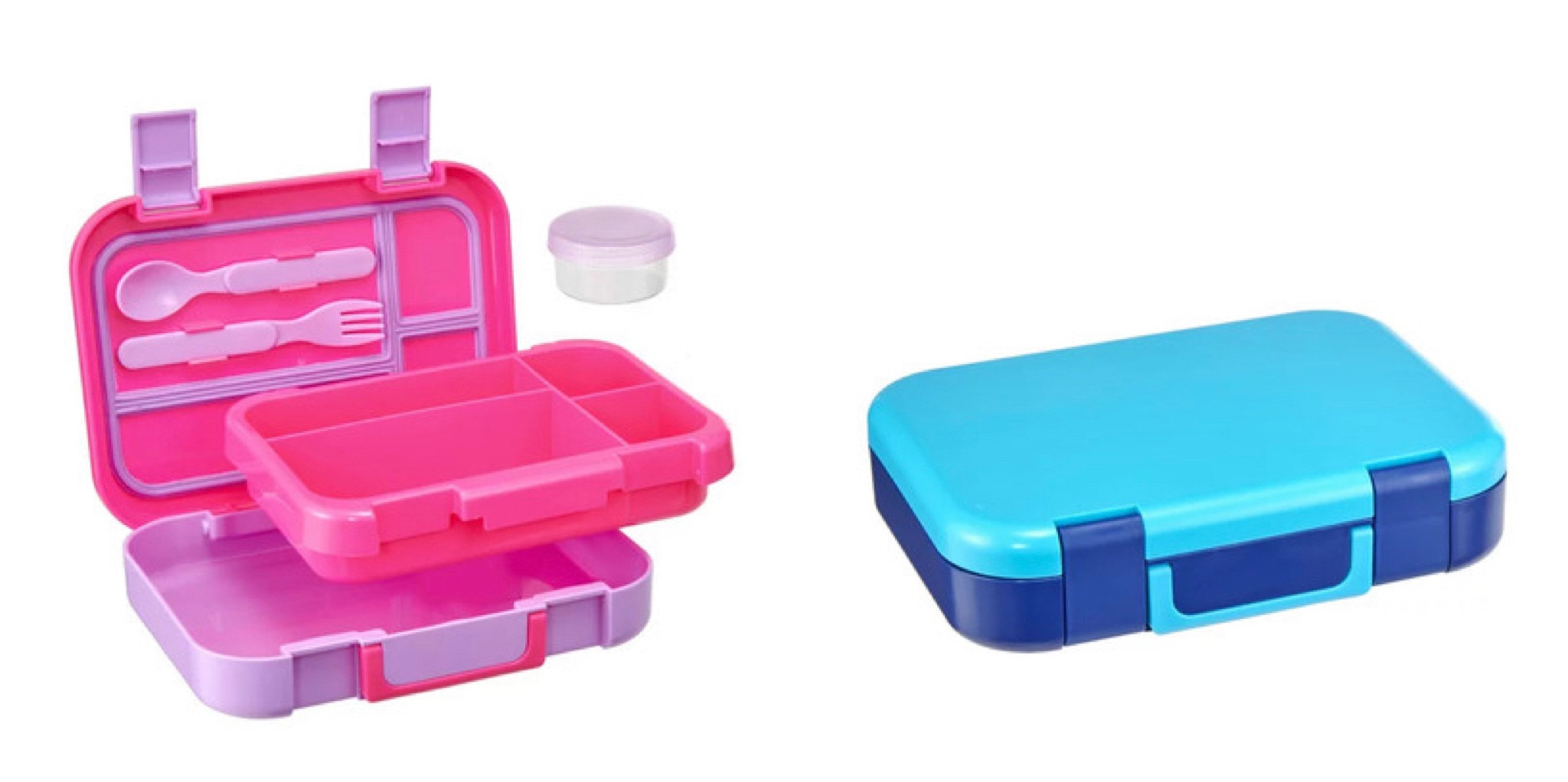 Your Zone BTS Plastic Bento Box with 4 Compartments, 1 Fork, 1 Spoon, 1  Dressing Container, Pink 