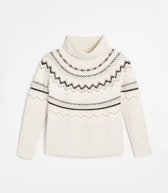 Fair Isle Fuzzy Turtleneck Sweater | LOFT