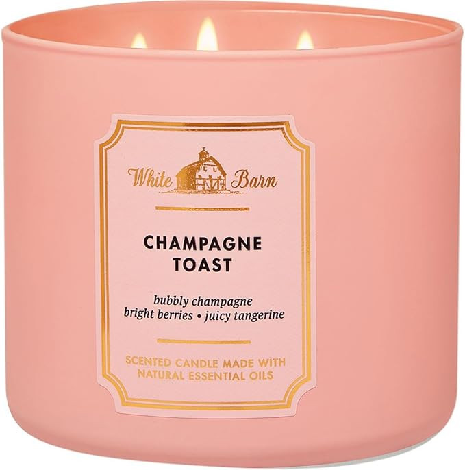 Bath and Body Works White Barn Champagne Toast 3 Wick Candle 14.5 Ounce Basic White Barn Label, S... | Amazon (US)