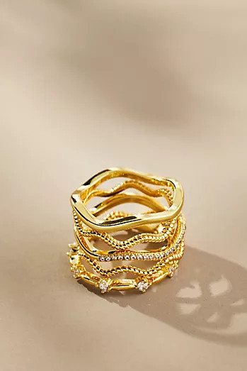 Glam Stacking Rings, Set of 2 | Anthropologie (US)