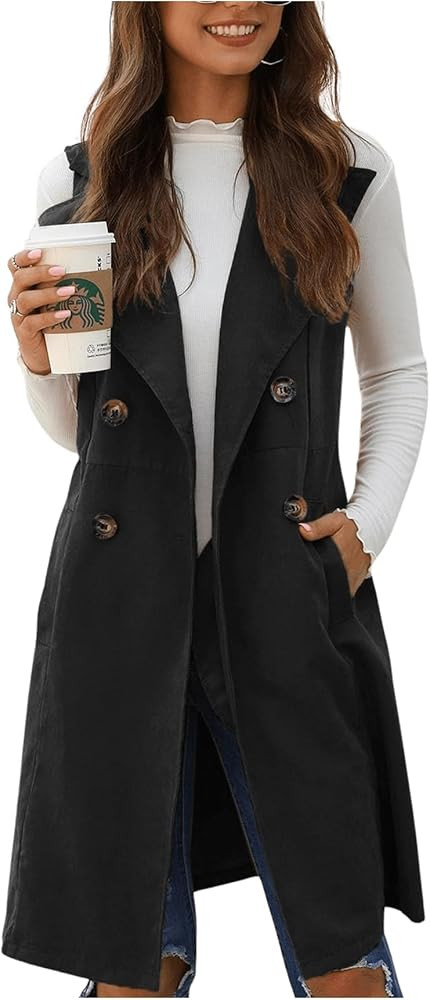 GORGLITTER Women's Sleeveless Long Vest Cardigan 2024 Trendy Fall Outfits Business Casual Work Bl... | Amazon (US)
