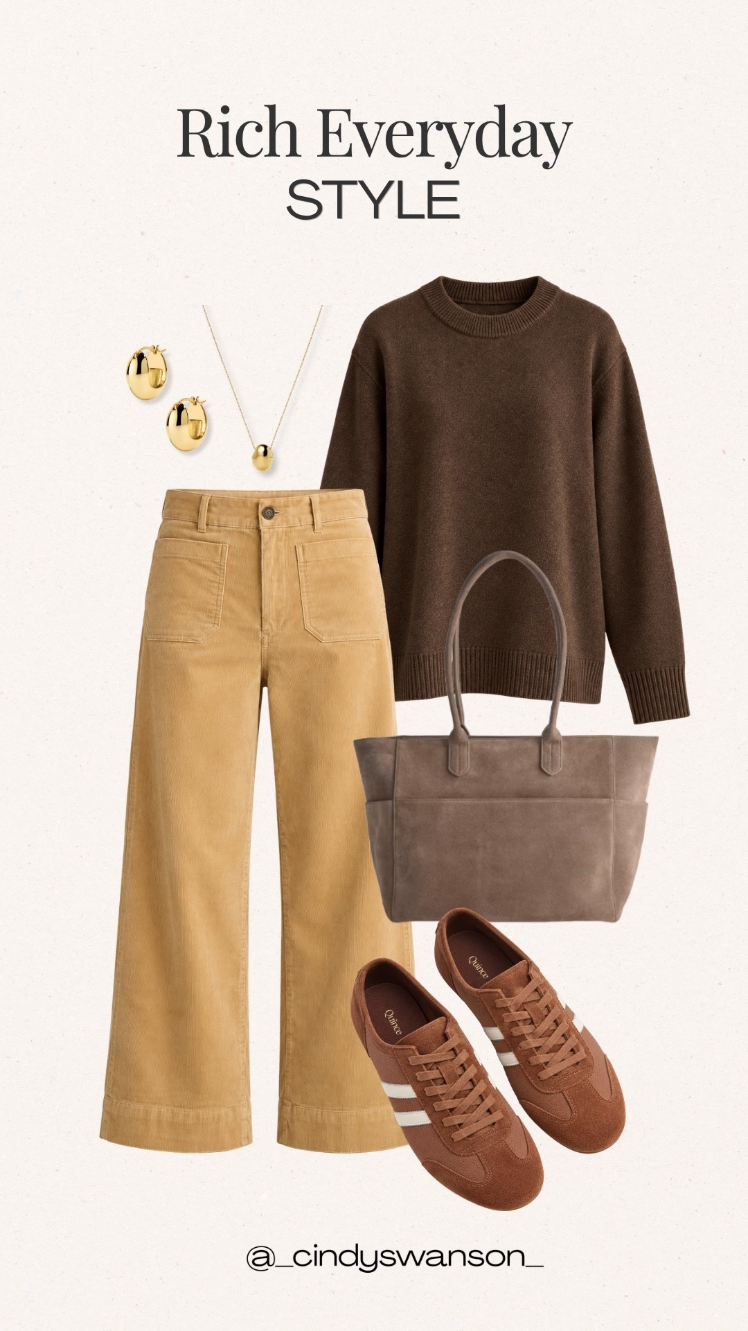 A rich chocolate brown sweater paired with warm tan wide-leg pants is such an easy way to bring a little depth to everyday style. I love how the neutral accessories and classic sneakers pull everything together for a polished, comfortable look.

#LTKootd #LTKgrwm #LTKOver40
