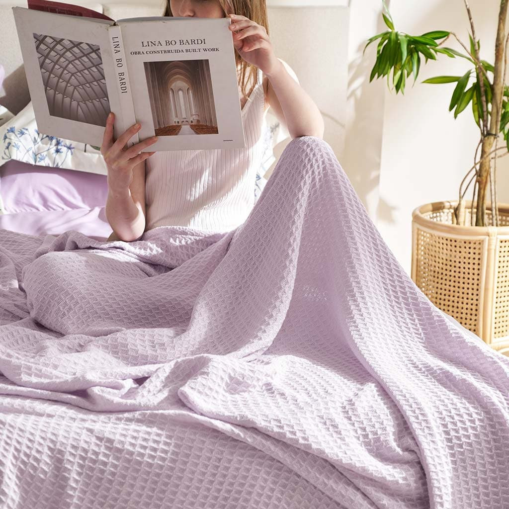 100% Cotton Waffle Weave Blankets | Bedsure