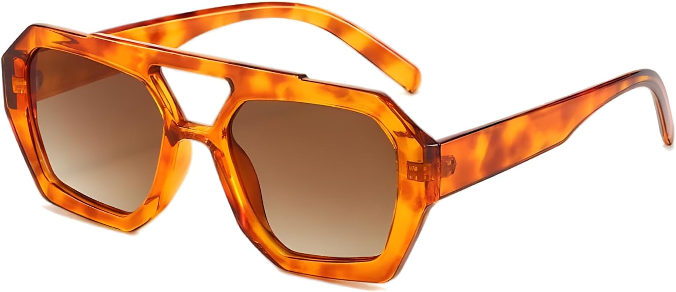 ADE WU Trendy Square Aviator Sunglasses for Women Thick Frame Double Bridge Geometric Sun Glasses | Amazon (US)