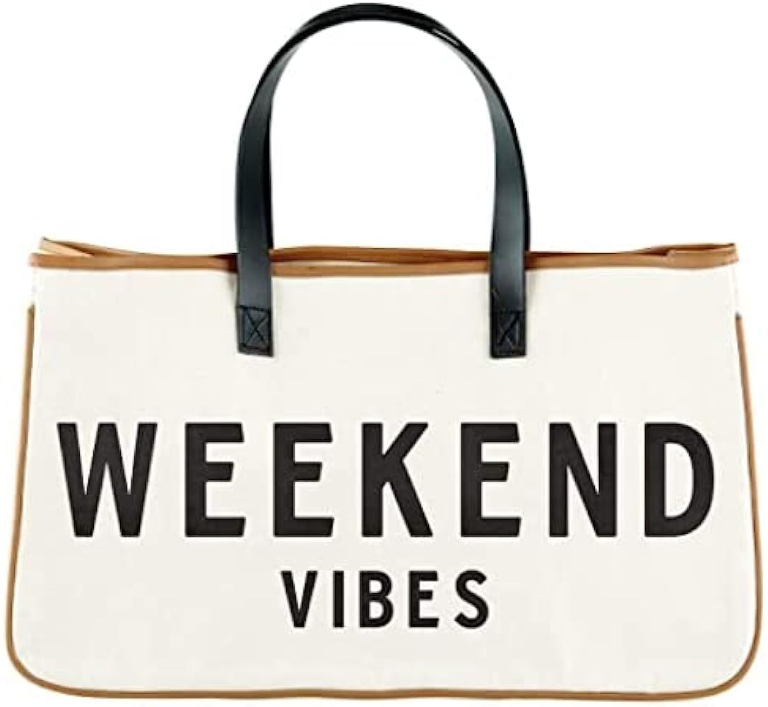 Weekend Vibes Reusable Everyday Tote, 100% Canvas, Coin Pocket, Lined with Velcro Closure | Amazon (US)