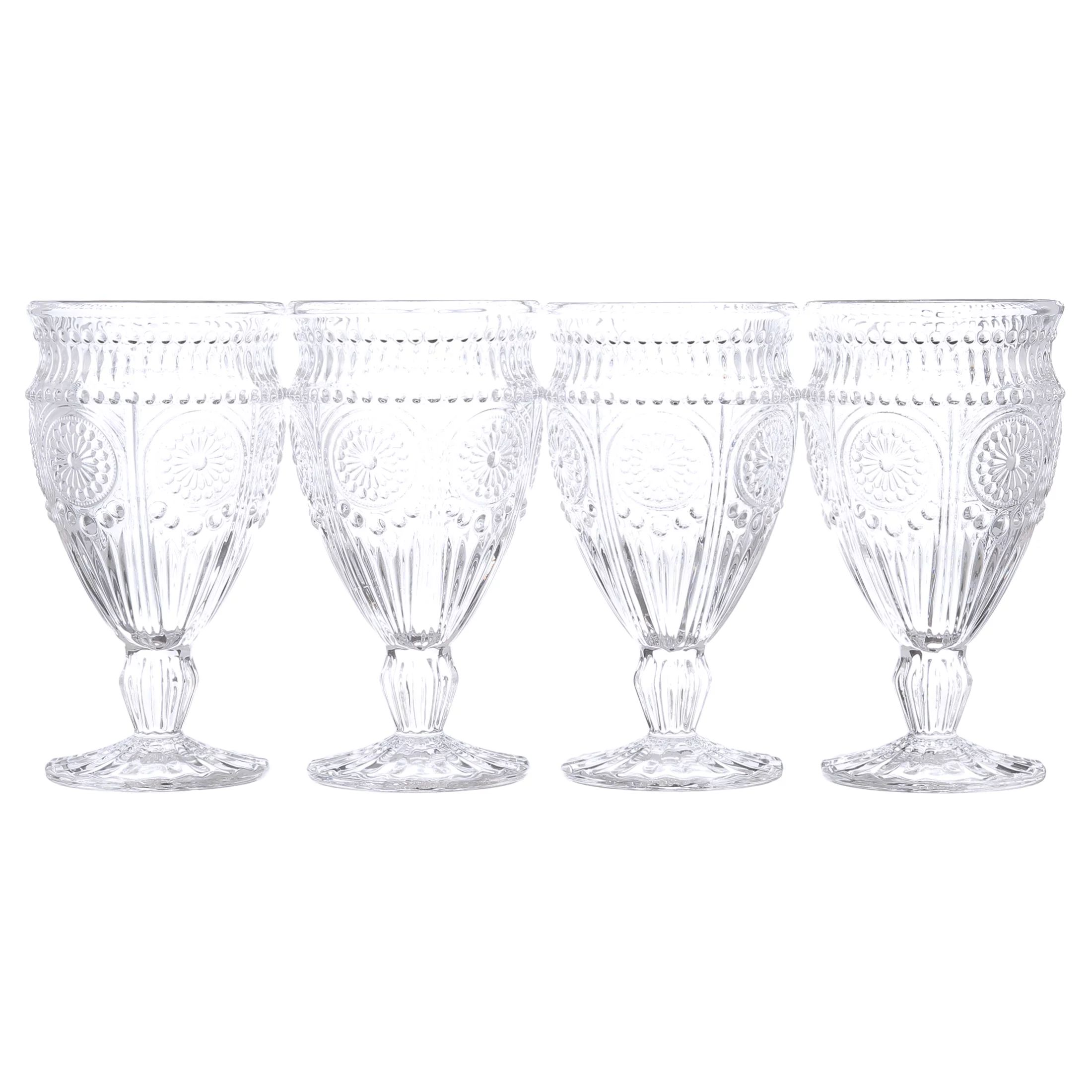 The Pioneer Woman Adeline 12-Ounce Footed Glass Goblets, Set of 4, Clear | Walmart (US)