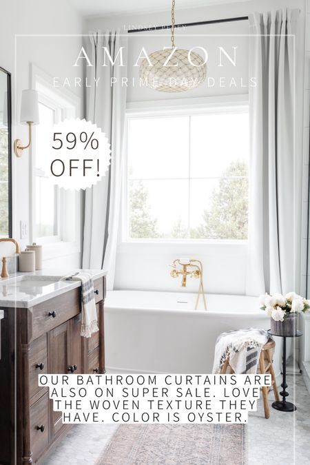 Our bathroom curtains are 59% off for amazon prime day! We have the color oyster. 

Curtains, bathroom, rug, bathtub, faucet, towel, Turkish, bathroom mirror, wall sconce, chandelier, faux flowers, florals, peony 

#LTKunder50 #LTKxPrimeDay #LTKsalealert