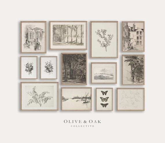 Neutral Art Print SET / Vintage Gallery Wall Set DIGITAL | Etsy | Etsy (US)
