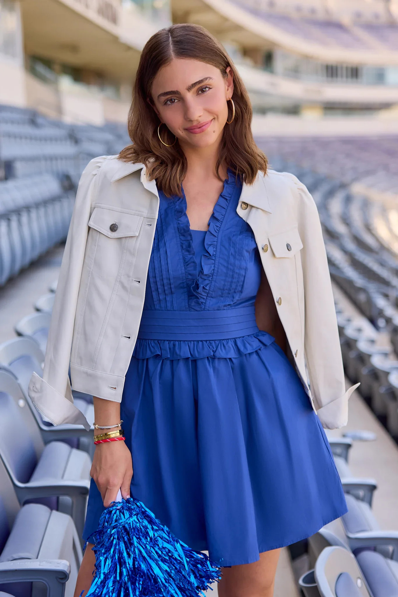Makayla Blue Flutter Sleeve Short Dress | Avara