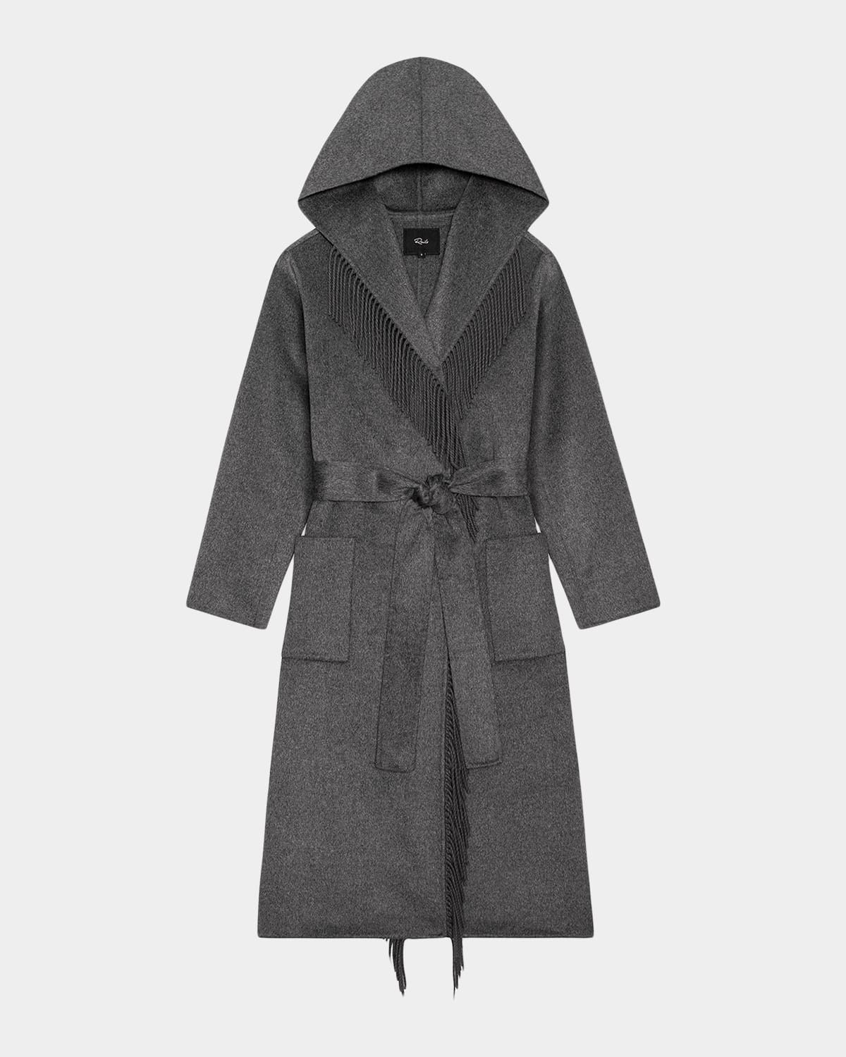 Arlon Hooded Wrap Coat with Fringe-Trim | Neiman Marcus