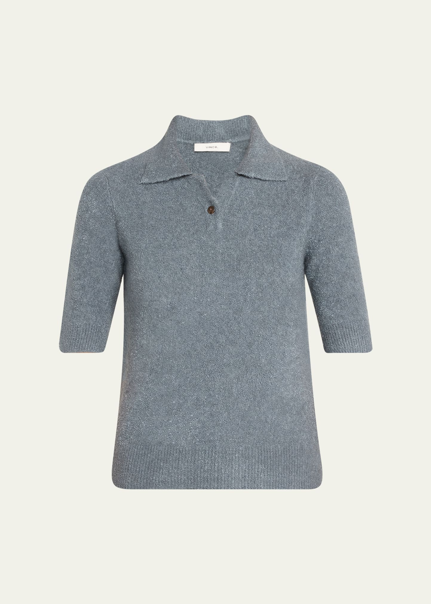 Vince Cashmere Blend Bouclé Short-Sleeve Polo Sweater | Bergdorf Goodman