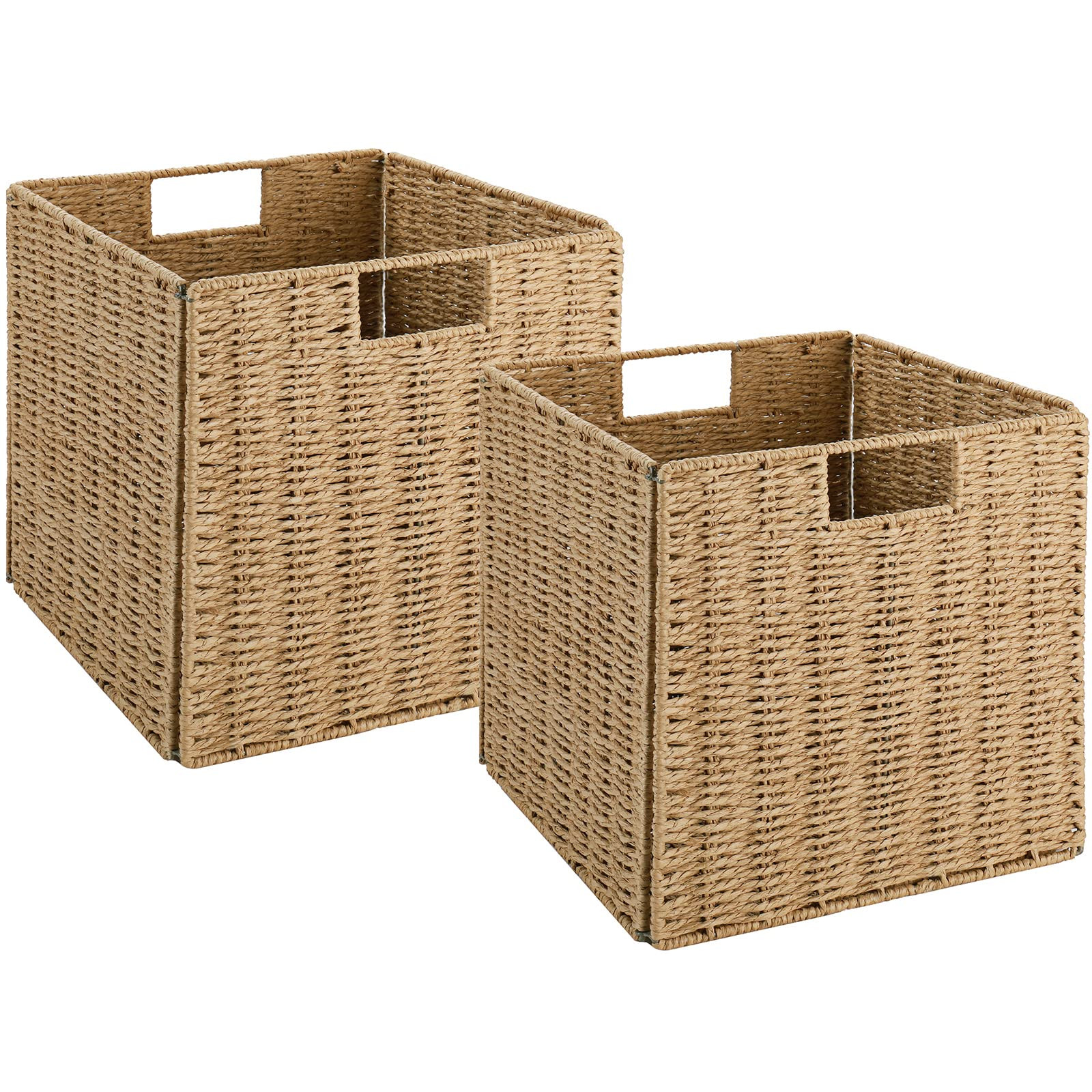 Vagusicc Wicker Storage Basket, Set of 2 Hand-Woven Storage Baskets for Shelves with Handles Fold... | Amazon (US)