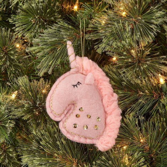 Felt Unicorn Christmas Tree Ornament Pink - Wondershop™ | Target