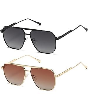 kimorn Polarized Sunglasses Womens Men Retro Oversized Square Vintage Shades Classic Large Metal ... | Amazon (US)