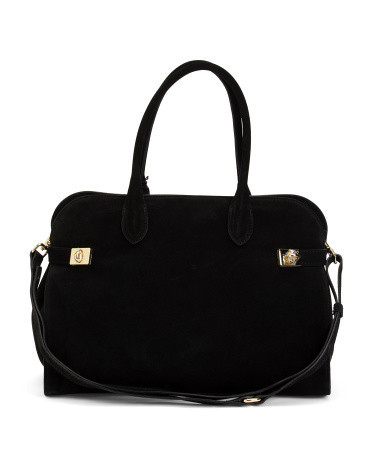 Made In Italy Leather East West Satchel Double Buckle | TJ Maxx