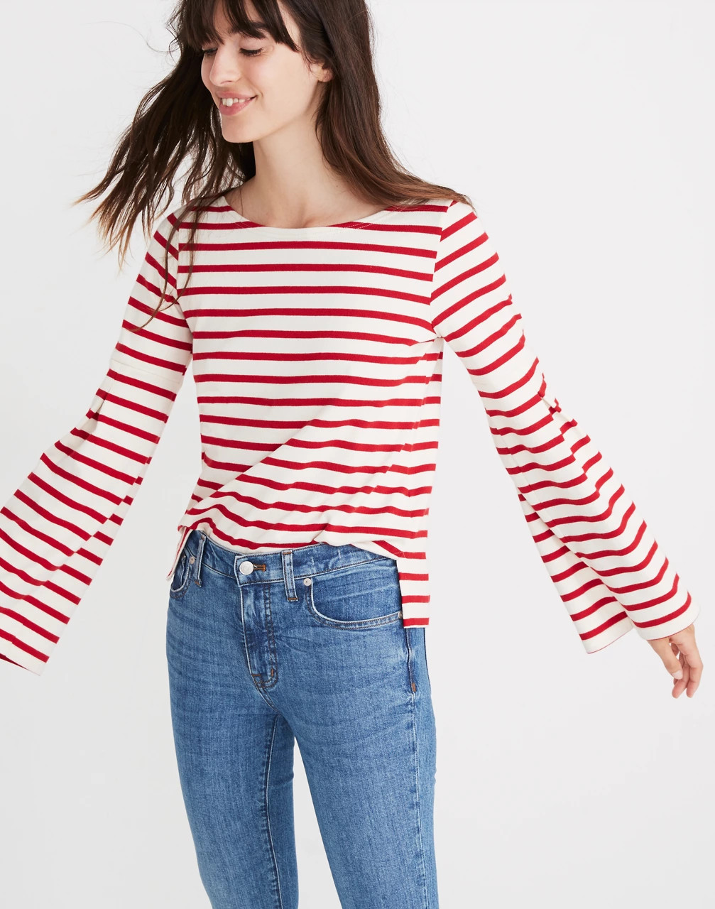 Madewell x Armor-Lux® Flare-Sleeve Striped Top | Madewell