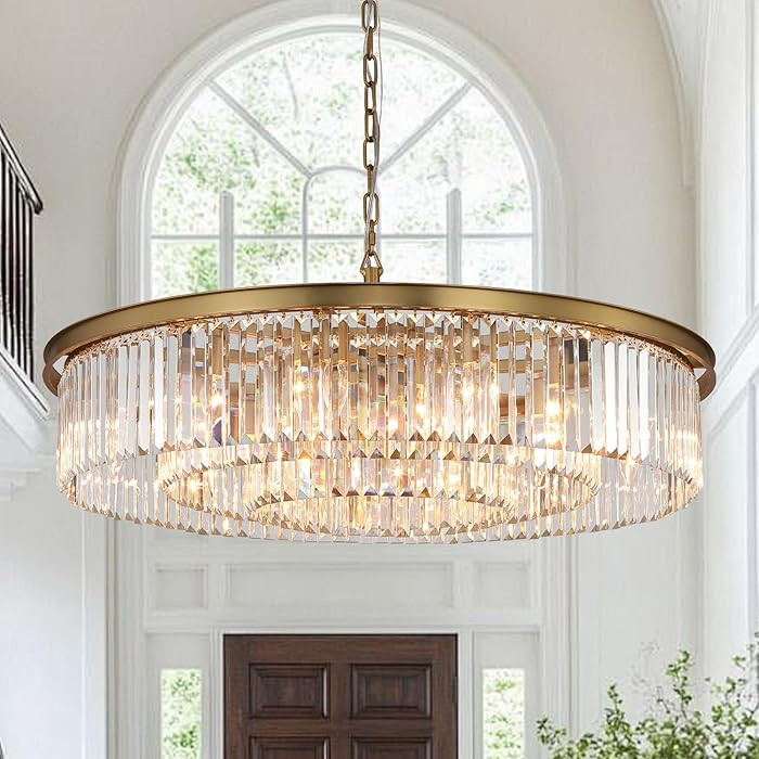 Large Crystal Chandelier Modern Luxury Pendant Ceiling Lights Fixture Antique Gold Chandelier for... | Amazon (US)