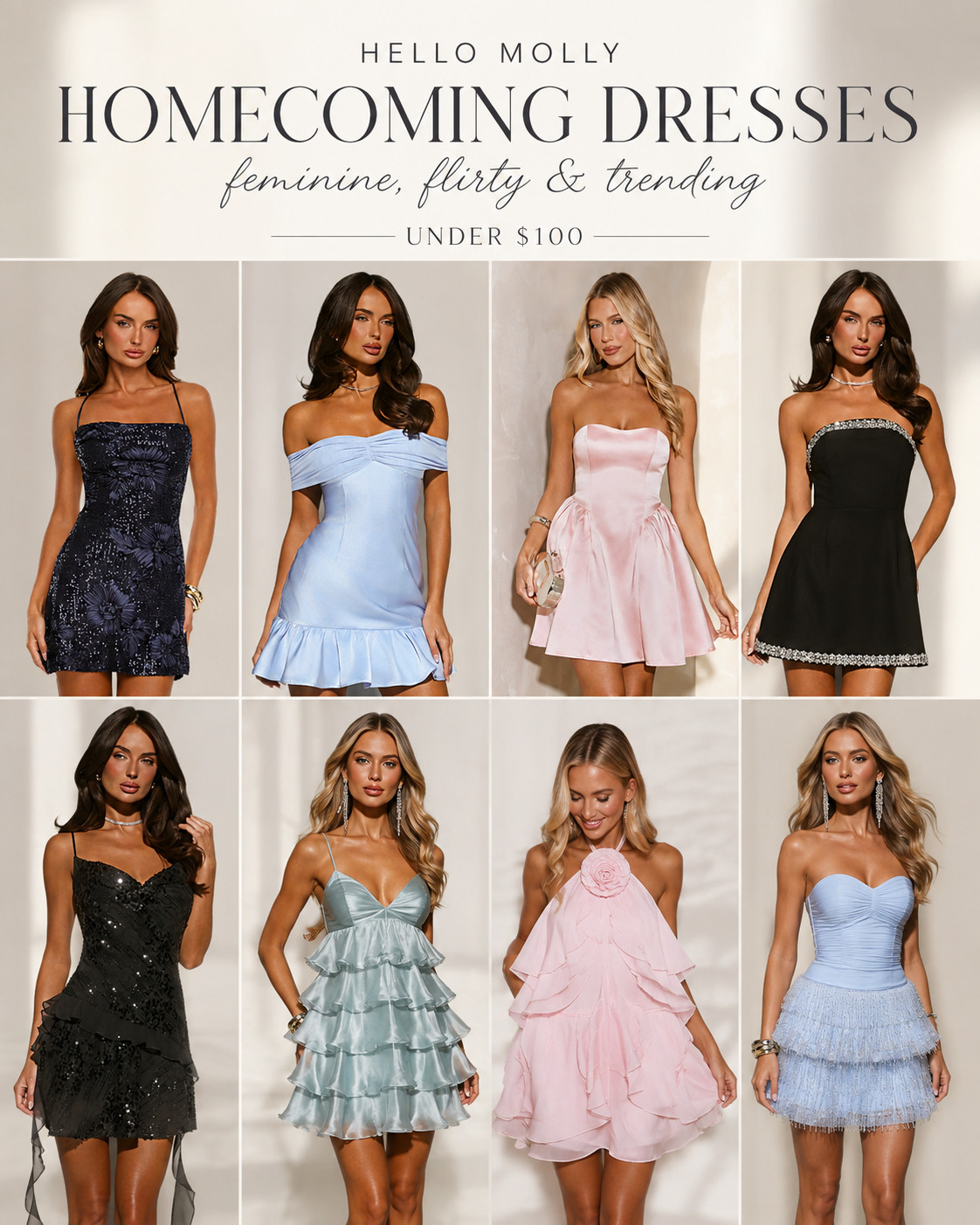 Pink princess, blue babe, or black glam?? you can’t go wrong ✨
#hellomolly #homecomingdresses #feminineflirtystyles #pinkhomecomingdresses #bluehomecomingdresses #blackhomecomingdresses #sparklyhocodresses #minipartydresses #homecomingdressesunder100 #styleedit #ltkstyle 

 #LTKgrwm #LTKootd #LTKSeasonal