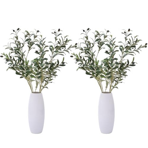 Heleze 39 Inch Artificial Olive Branches for Vases, Fake Plants Greenery Stems with 222 Leaves Faux Olive Tree Branches Home Decor Indoor 4PCS | Amazon (US)