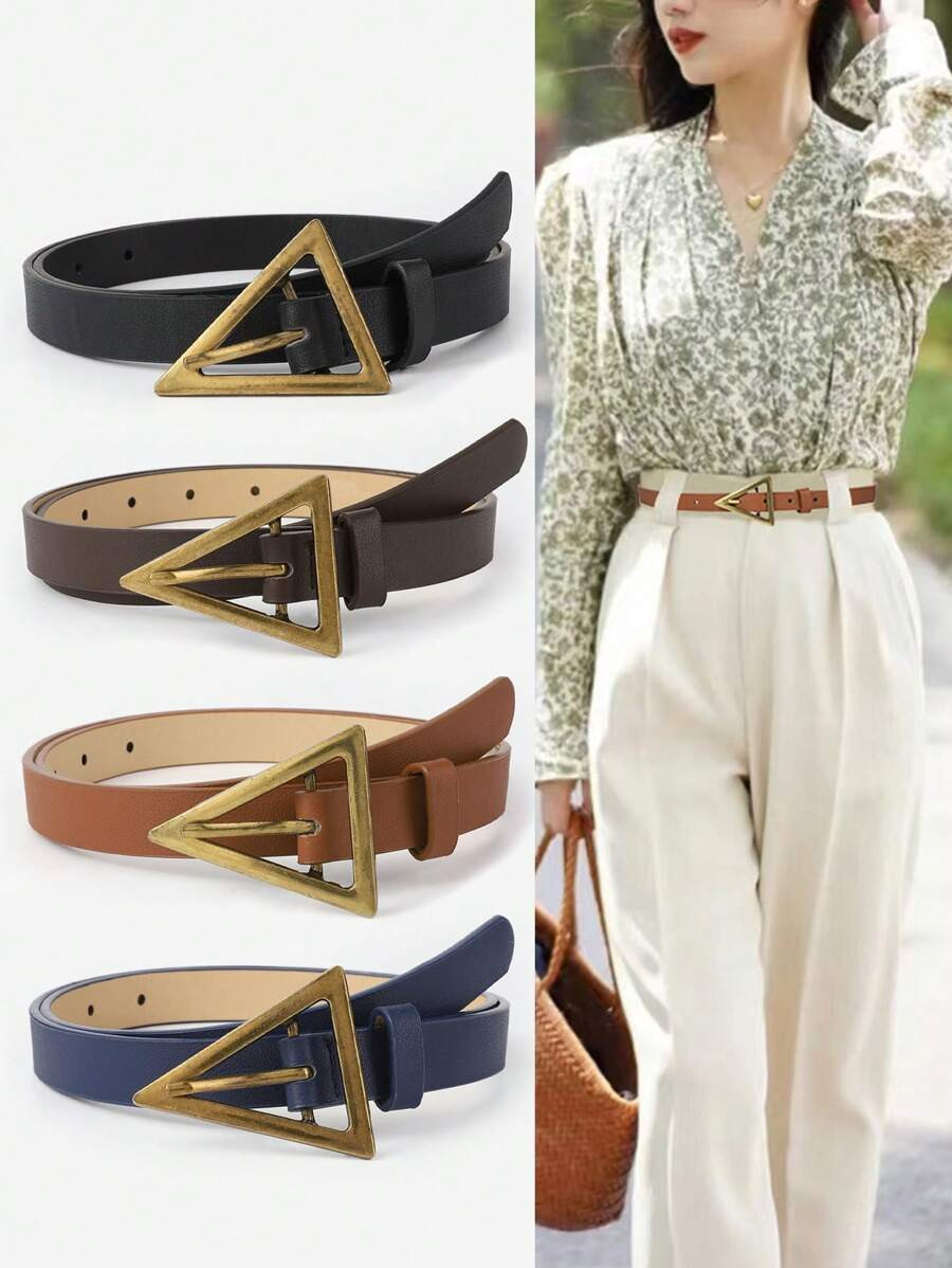 1pc Women's Alloy Triangle Buckle Decorative Casual Belt, Fashionable & Minimalist, For All Seaso... | SHEIN